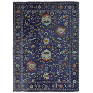Linon Logan Edina Polyester 5' X 7' Area Rug in Navy and Blue