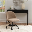 Linon Stormy Adjustable Swivel Office Chair Black Metal Base in Beige Fabric