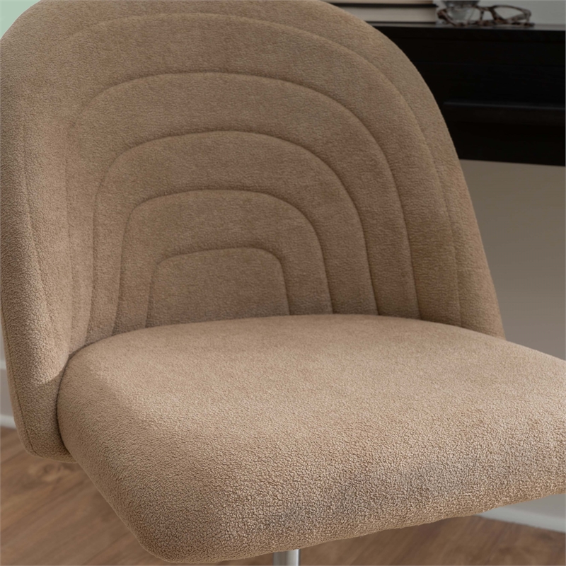 Linon Stormy Adjustable Swivel Office Chair Black Metal Base in Beige Fabric