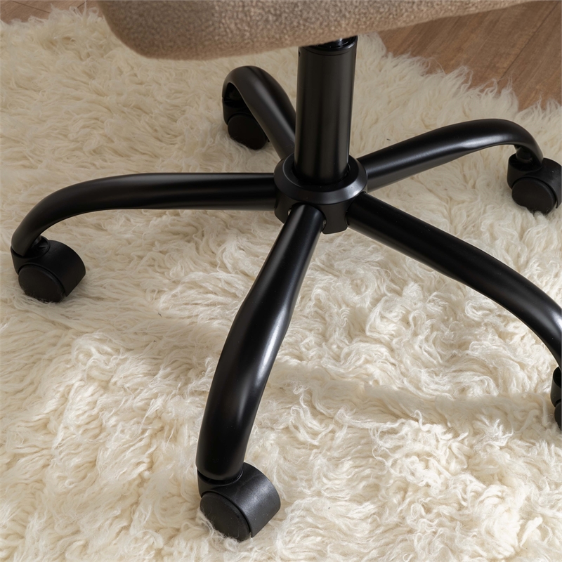 Linon Stormy Adjustable Swivel Office Chair Black Metal Base in Beige Fabric