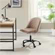 Linon Stormy Adjustable Swivel Office Chair Black Metal Base in Beige Fabric