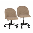 Linon Stormy Adjustable Swivel Office Chair Black Metal Base in Beige Fabric