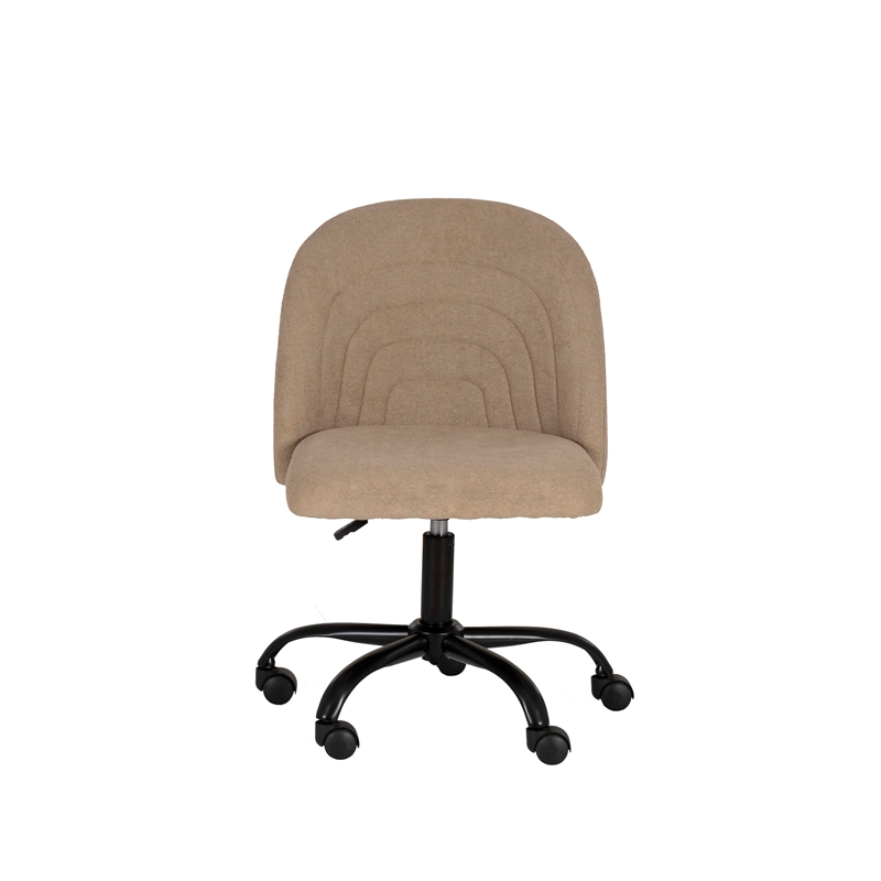 Linon Stormy Adjustable Swivel Office Chair Black Metal Base in Beige Fabric
