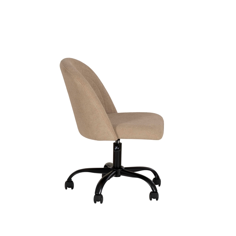 Linon Stormy Adjustable Swivel Office Chair Black Metal Base in Beige Fabric