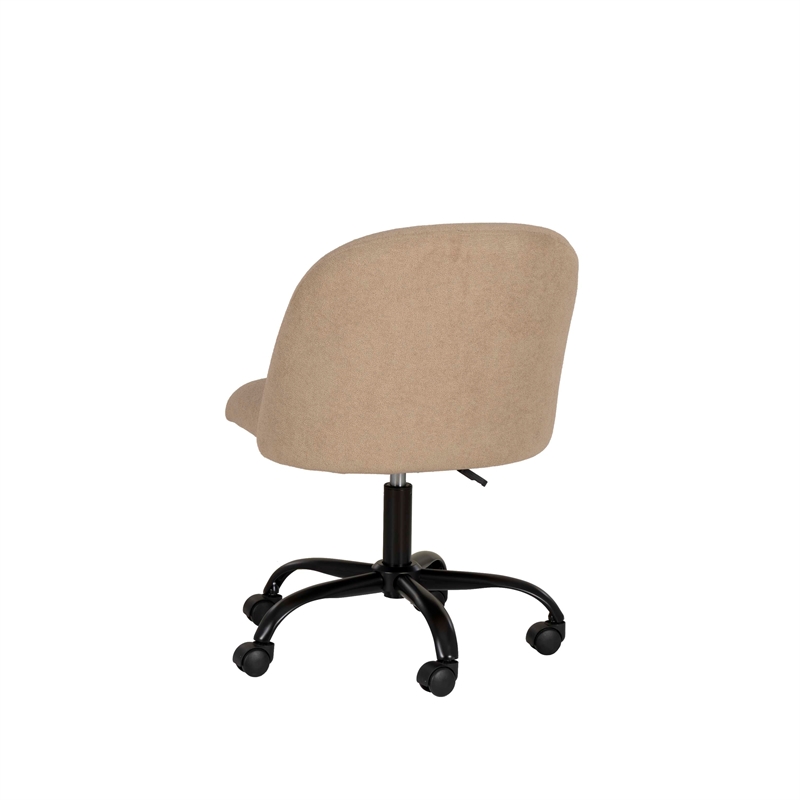 Linon Stormy Adjustable Swivel Office Chair Black Metal Base in Beige Fabric