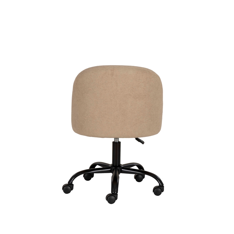 Linon Stormy Adjustable Swivel Office Chair Black Metal Base in Beige Fabric