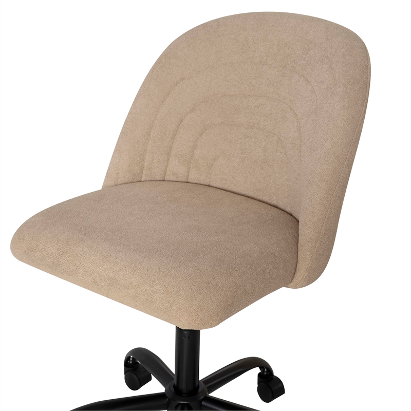 Linon Stormy Adjustable Swivel Office Chair Black Metal Base in Beige Fabric