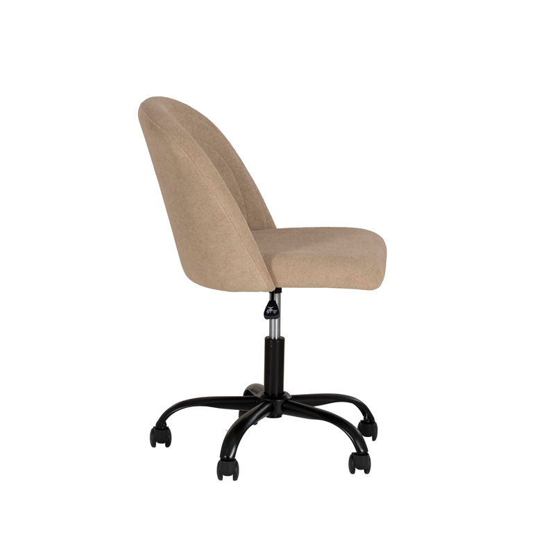 Linon Stormy Adjustable Swivel Office Chair Black Metal Base in Beige Fabric
