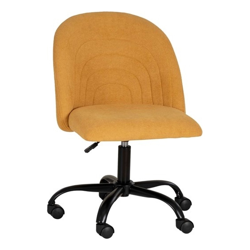 Linon Stormy Adjustable Swivel Office Chair Black Metal Base in Yellow Fabric