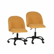 Linon Stormy Adjustable Swivel Office Chair Black Metal Base in Yellow Fabric