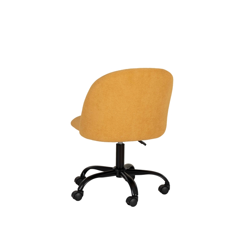 Linon Stormy Adjustable Swivel Office Chair Black Metal Base in Yellow Fabric