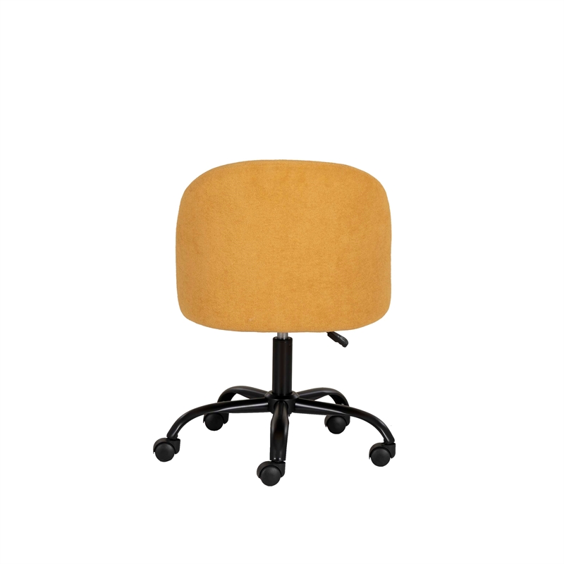 Linon Stormy Adjustable Swivel Office Chair Black Metal Base in Yellow Fabric