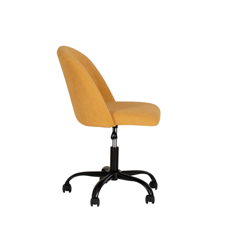 Linon Stormy Adjustable Swivel Office Chair Black Metal Base in Yellow Fabric