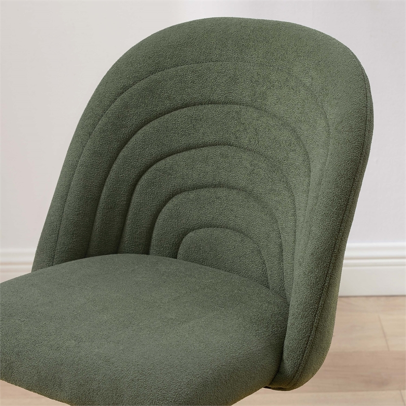 Linon Stormy Adjustable Swivel Office Chair Black Metal Base in Green Fabric