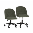 Linon Stormy Adjustable Swivel Office Chair Black Metal Base in Green Fabric