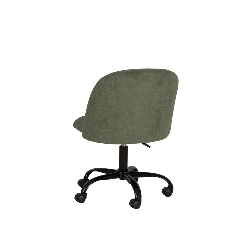 Linon Stormy Adjustable Swivel Office Chair Black Metal Base in Green Fabric