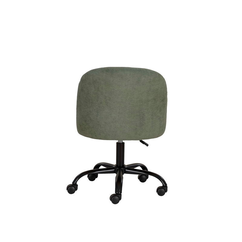Linon Stormy Adjustable Swivel Office Chair Black Metal Base in Green Fabric