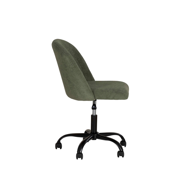 Linon Stormy Adjustable Swivel Office Chair Black Metal Base in Green Fabric