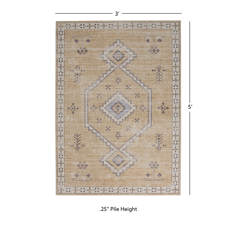 Linon Dillon Wren Sand and Ivory 3' X 5' Accent Rug