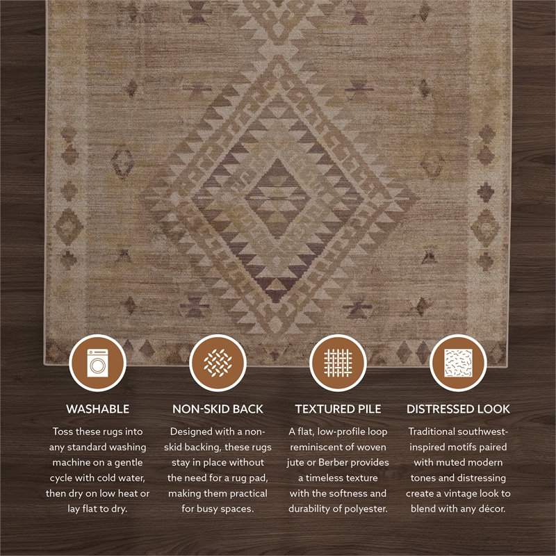 Linon Dillon Tifton Sand and Brown 5' X 7' Area Rug