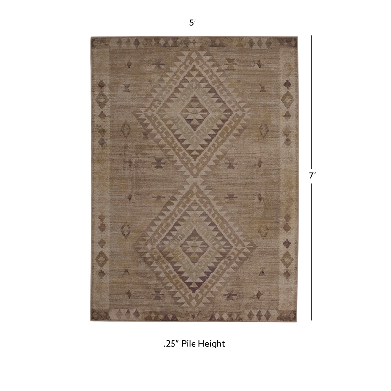 Linon Dillon Tifton Sand and Brown 5' X 7' Area Rug