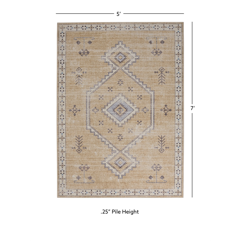 Linon Dillon Wren Sand and Ivory 5' X 7' Area Rug