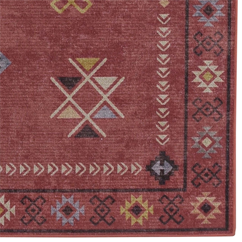 Linon Dillon Austin Red and Cream 3' X 5' Accent Rug