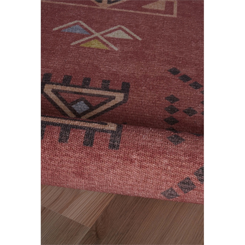 Linon Dillon Austin Red and Cream 3' X 5' Accent Rug