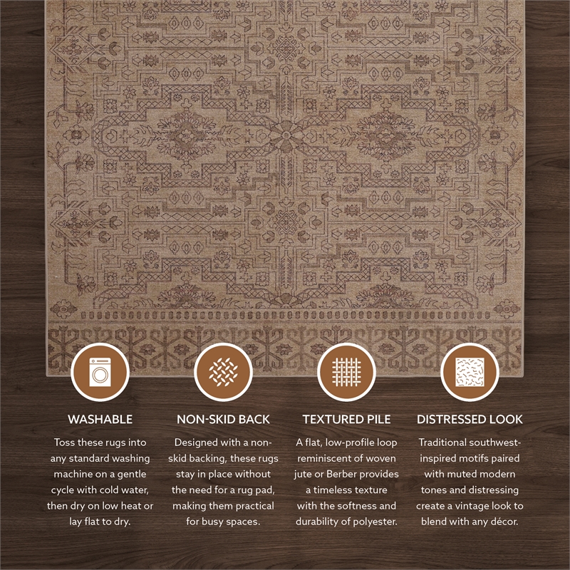 Linon Dillon Sylvester Sand and Beige 5' X 7' Area Rug