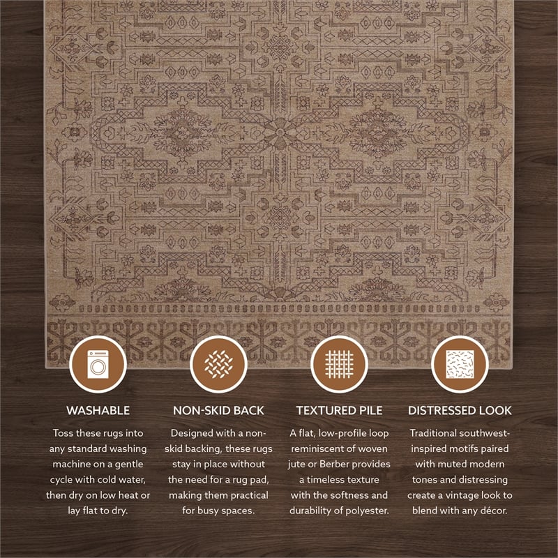 Linon Dillon Sylvester Sand and Beige 8' X 10' Area Rug