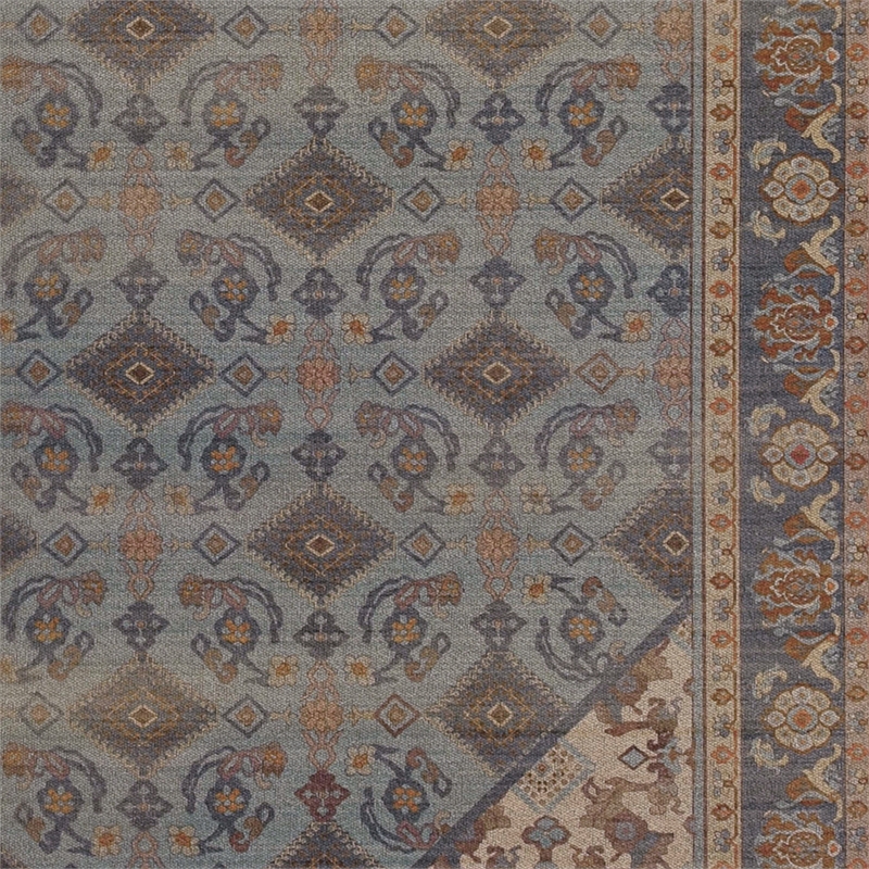 Linon Dillon Cordele Blue and Ivory 3' X 5' Accent Rug