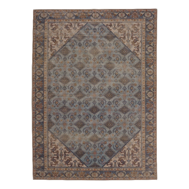 Linon Dillon Cordele Blue and Ivory 3' X 5' Accent Rug