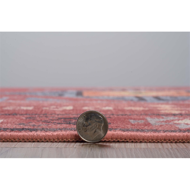 Linon Dillon Austin Red and Cream 5' X 7' Area Rug