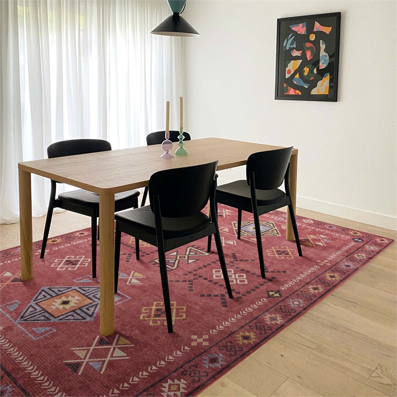 Linon Dillon Austin Red and Cream 8' X 10' Area Rug