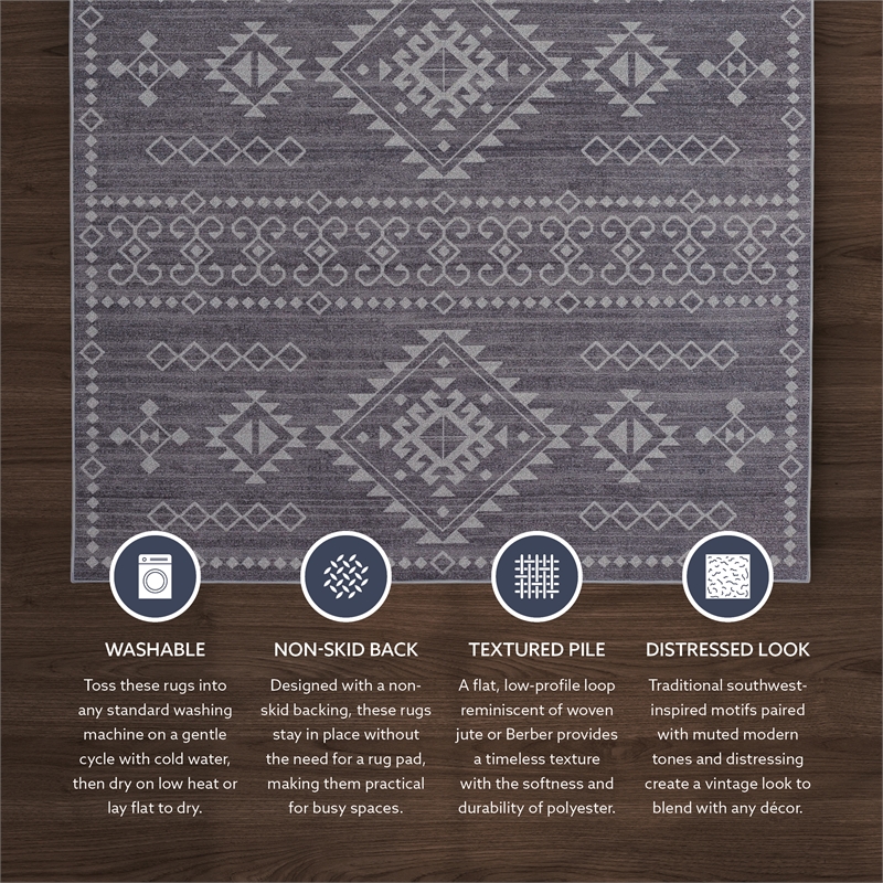 Linon Dillon Igor Grey and Ivory 3' X 5' Accent Rug