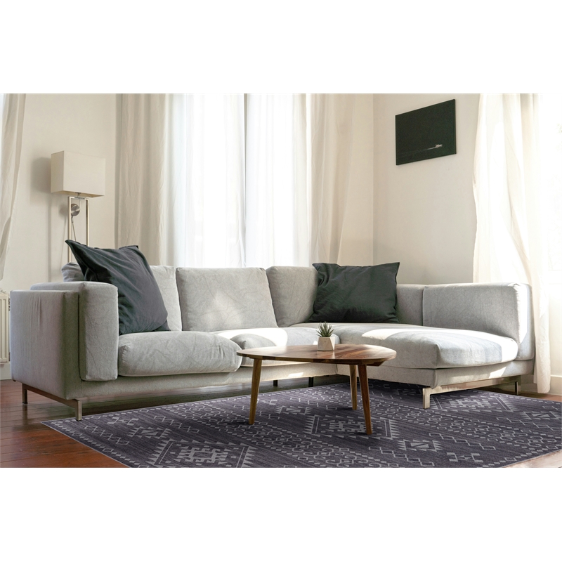 Linon Dillon Igor Grey and Ivory 5' X 7' Area Rug