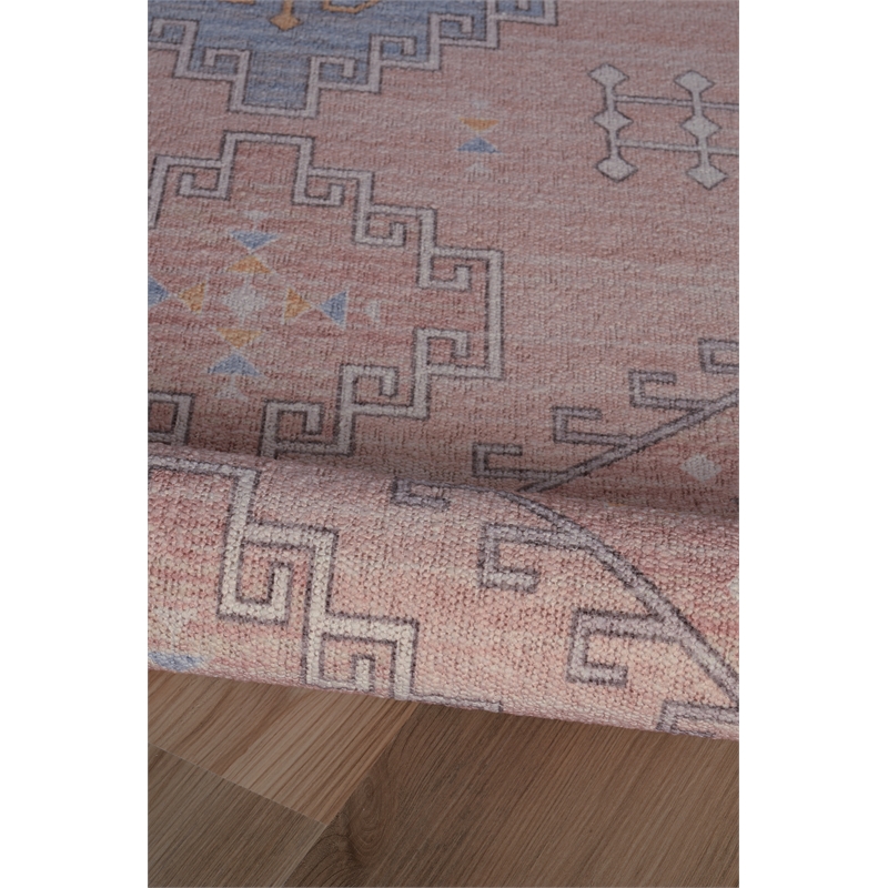 Linon Dillon Emmie Pink and Blue 3' X 5' Accent Rug