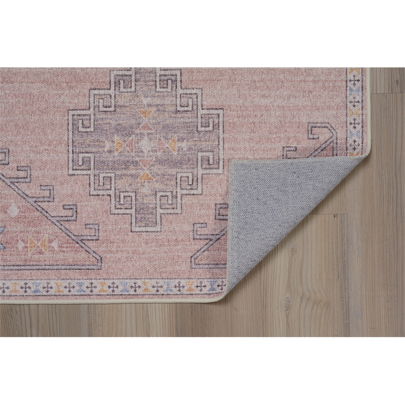 Linon Dillon Emmie Pink and Blue 3' X 5' Accent Rug