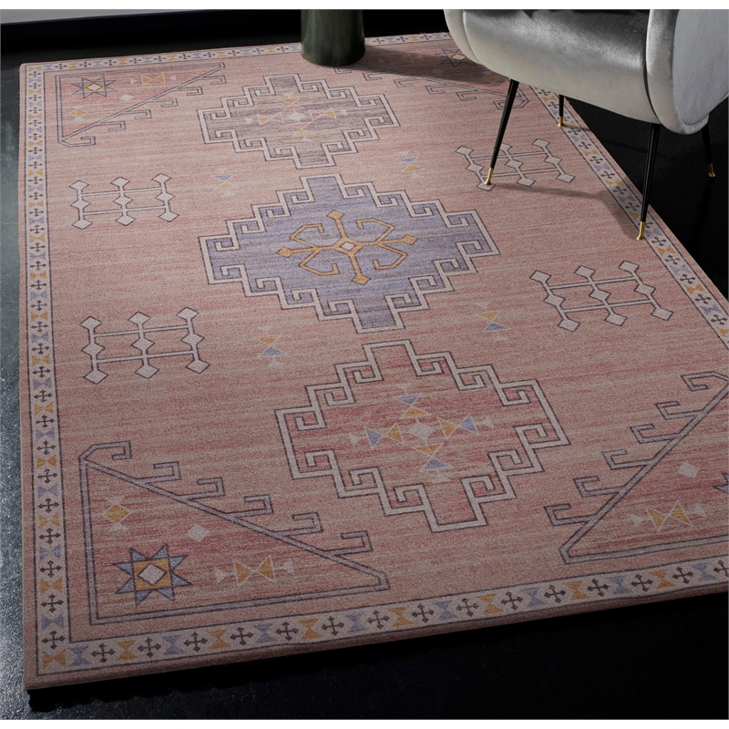 Linon Dillon Emmie Pink and Blue 5' X 7' Area Rug