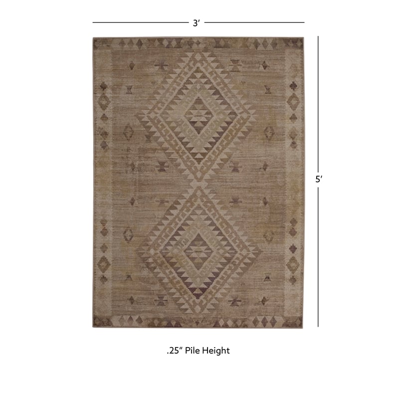 Linon Dillon Tifton Sand and Brown 3' X 5' Accent Rug