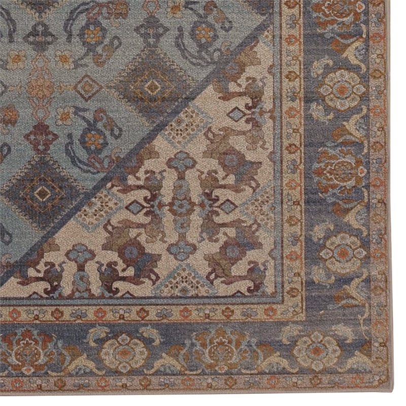 Linon Dillon Cordele Blue and Ivory 5' X 7' Area Rug
