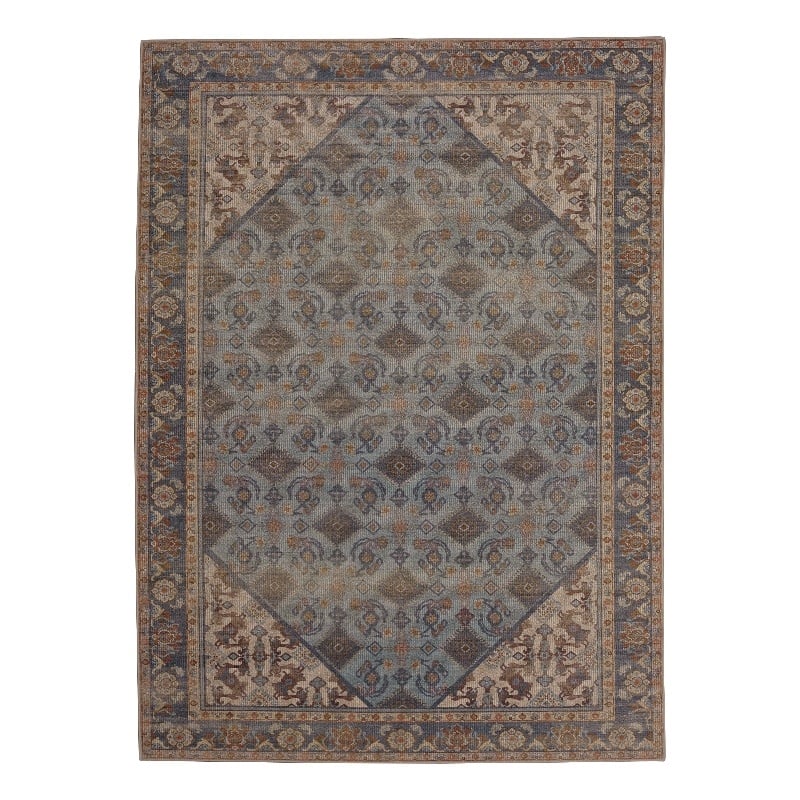 Linon Dillon Cordele Blue and Ivory 5' X 7' Area Rug