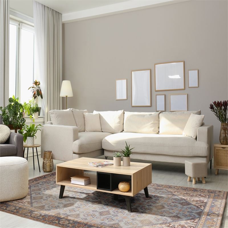 Linon Dillon Cordele Blue and Ivory 8' X 10' Area Rug