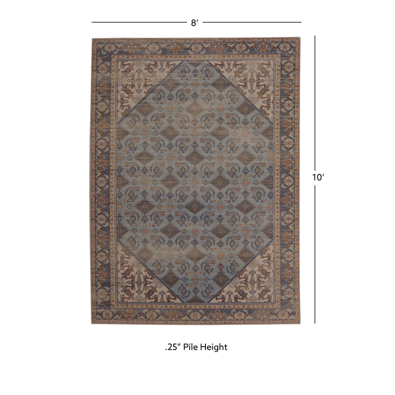 Linon Dillon Cordele Blue and Ivory 8' X 10' Area Rug
