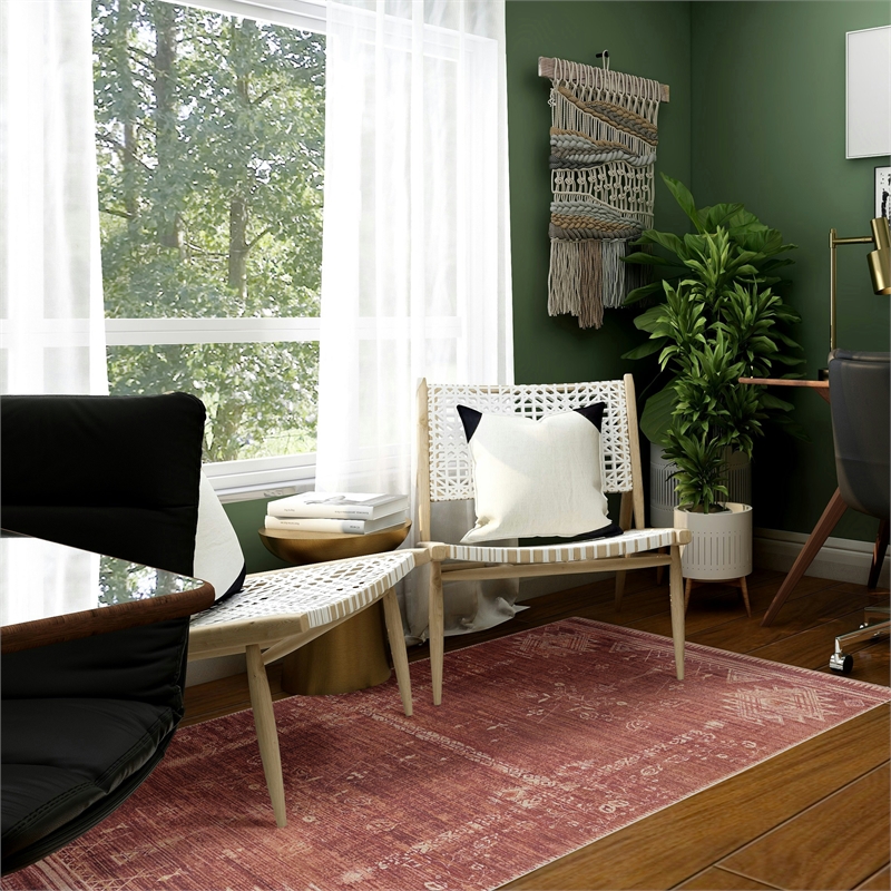 Linon Dillon Macon Brown and Ivory 3' X 5' Accent Rug