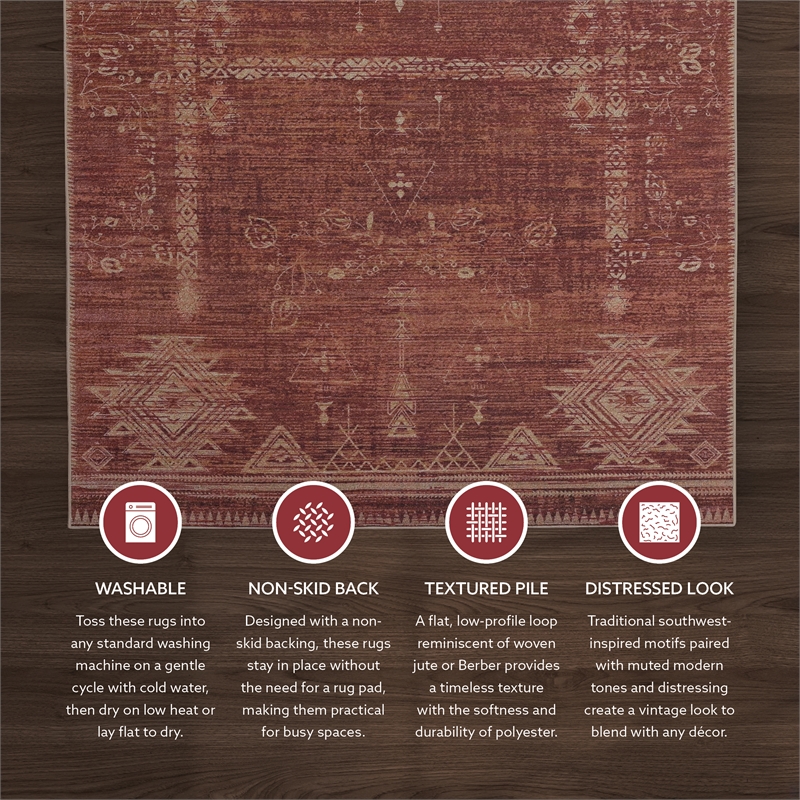 Linon Dillon Macon Brown and Ivory 5' X 7' Area Rug