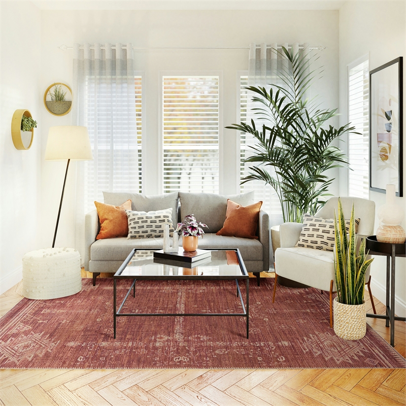 Linon Dillon Macon Brown and Ivory 8' X 10' Area Rug