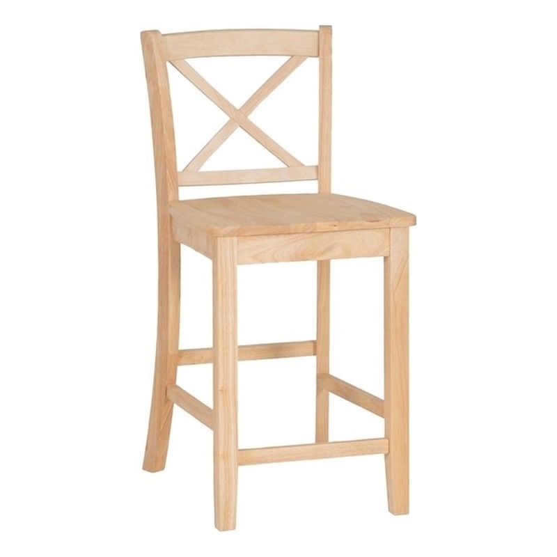 Linon Torino X-Back Counter Stool in Unfinished Solid Rubberwood
