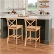 Linon Torino X-Back Counter Stool in Unfinished Solid Rubberwood