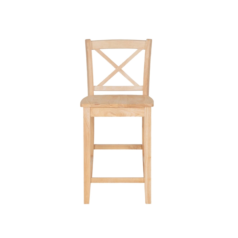Linon Torino X-Back Counter Stool in Unfinished Solid Rubberwood